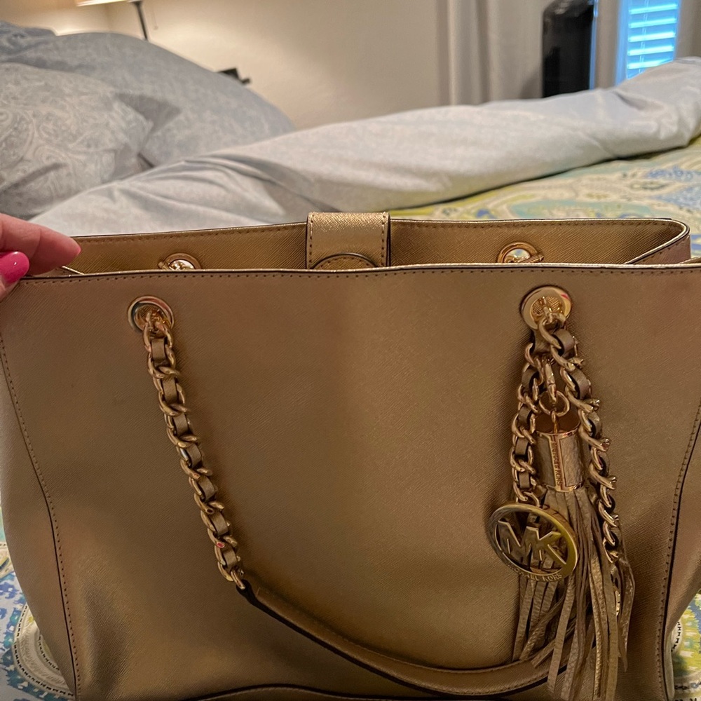 Michael Kors gold shoulder bag